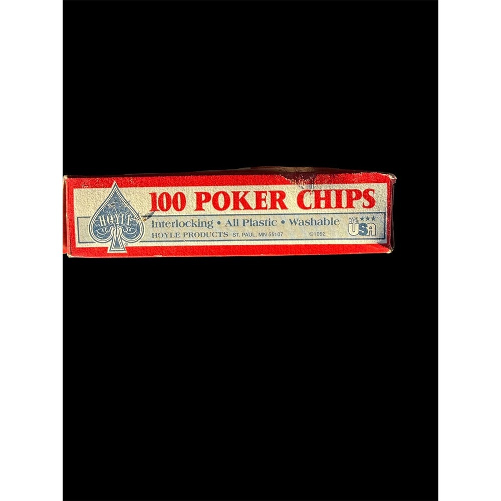 Hoyle Official Poker Chips / 100 Per Box Vintage 1992 NEW AGED BOX - Picture 2 of 3